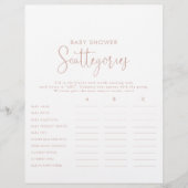 Papier Jeu de Baby shower rose Gold Script (Devant)