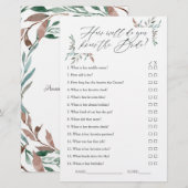 Papier Jeu de Baby Shower Rustique de Fleurs en Hiver pou (Devant / Derrière)