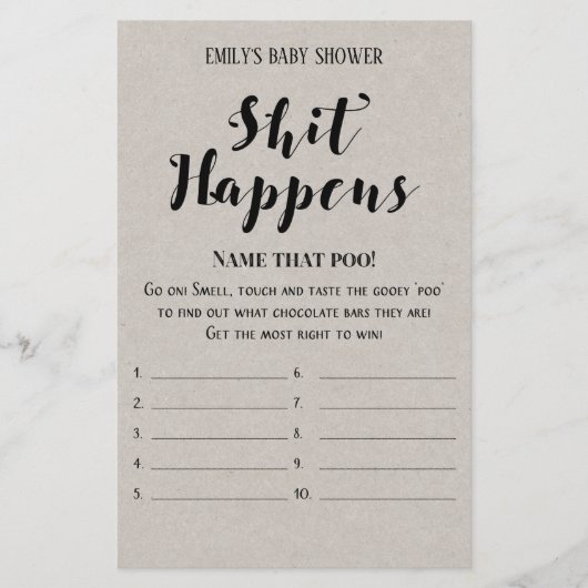 Papier Jeu de Baby shower rustique moderne IMPRIMÉ (Devant)