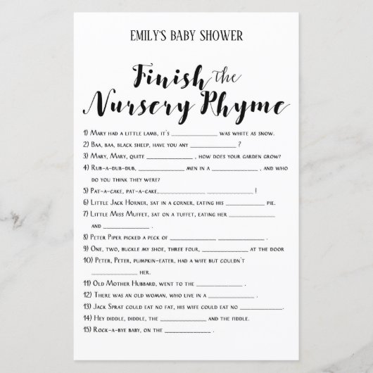 Papier Jeu de Baby shower rustique moderne IMPRIMÉ (Devant)