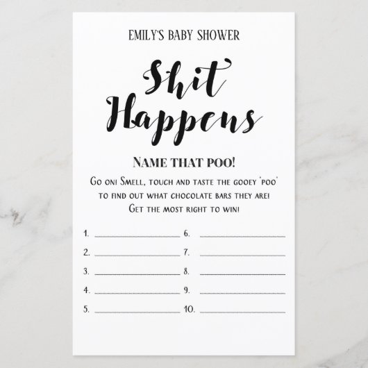 Papier Jeu de Baby Shower Rustique Moderne IMPRIMÉ (Devant)