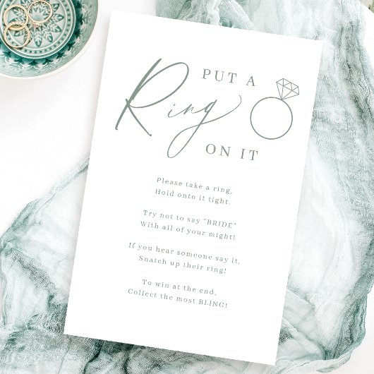 Papier Jeu de baby shower 'sage script put a ring on it'