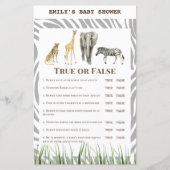 Papier Jeu de Baby shower sauvage africain IMPRIMÉ (Devant)