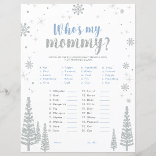 Papier Jeu de Baby Shower Silver & Blue Winter Wonderland
