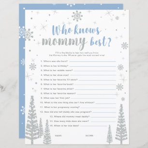 Papier Jeu de Baby shower Silver & Blue Winter Wonderland