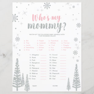 Papier Jeu de Baby shower Silver & Pink Winter Wonderland