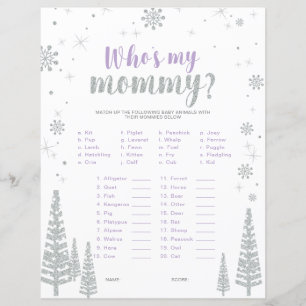 Papier Jeu de Baby Shower Silver & Purple Winter Wonderla