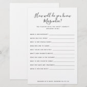 Papier Jeu de Baby shower simple (Devant / Derrière)