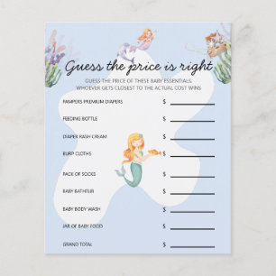 Papier Jeu de Baby Shower Sirène Illustré