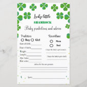 Papier jeu de baby shower St Patrick prédiction bébé  (Devant)