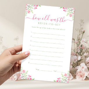 Papier Jeu de Baby Shower sur l'âge de la future mariée