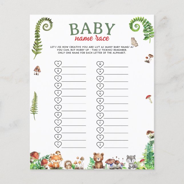Papier Jeu de baby shower sur le nom de bébé (Devant)