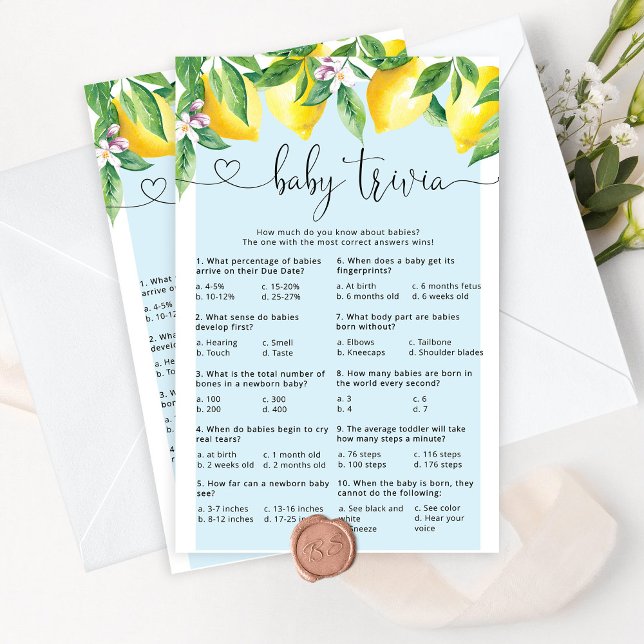 Papier Jeu de baby shower sur les bébés Blue lemon (Créateur téléchargé)
