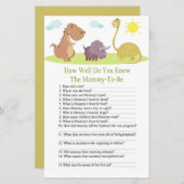 Papier Jeu de baby shower sur les dinosaures (Devant / Derrière)