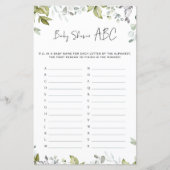 Papier Jeu de Baby shower verdoyant - ABC (Devant)