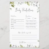 Papier Jeu de Baby shower verdoyant - Prédictions pour bé (Devant)
