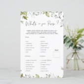 Papier Jeu de Baby shower verdoyant Qu'y a-t-il dans votr (Debout devant)