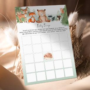 Papier Jeu de Baby shower Woodland BINGO!