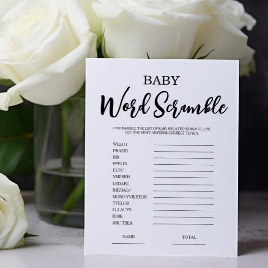 Papier Jeu de Baby shower Word Scramble