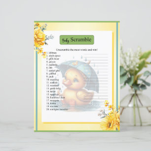Papier Jeu de Baby shower Word Scramble en Caoutchouc