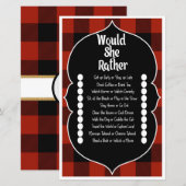 Papier Jeu de Baby Shower 'Would she Rather Red Flannel' (Devant / Derrière)