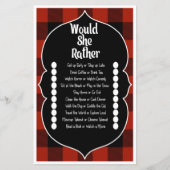 Papier Jeu de Baby Shower 'Would she Rather Red Flannel B (Devant)