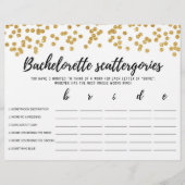 Papier Jeu de Bachelorette Scattergories éditable pour en (Devant)