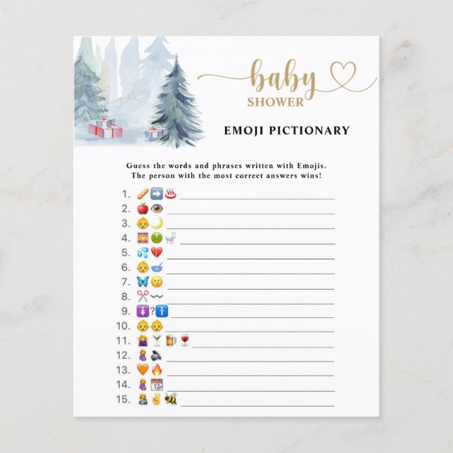 Papier Jeu de bébé en emoji d'hiver shower (Devant)