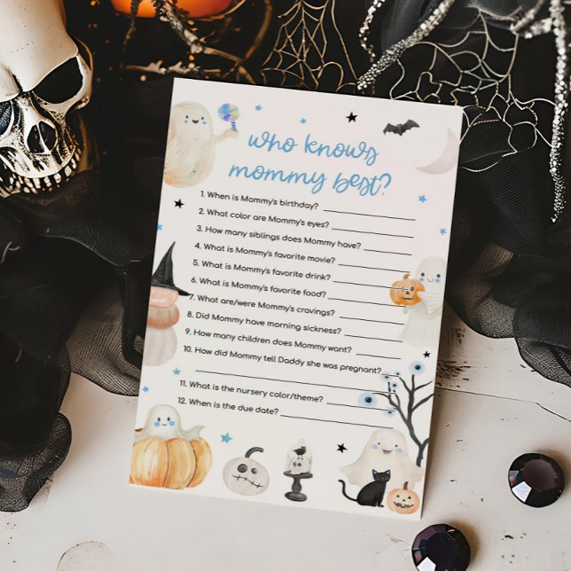 Papier Jeu de bébé Halloween qui connaît le mieux maman (A Little Boo Baby Shower Who knows Mommy Best Game)