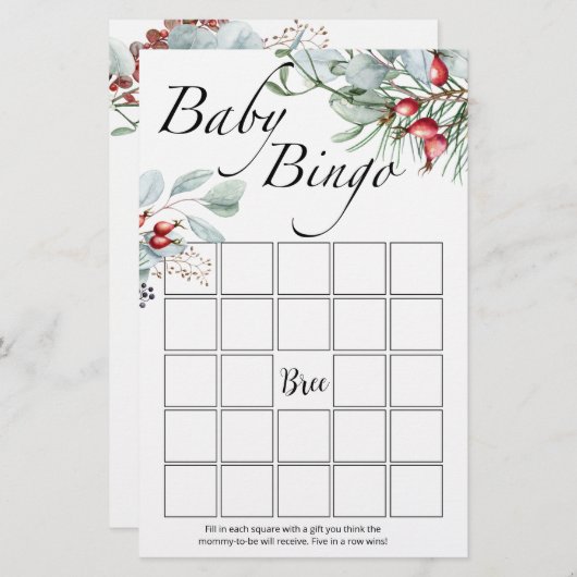 Papier Jeu de bingo à feuillage persistant (Devant / Derrière)