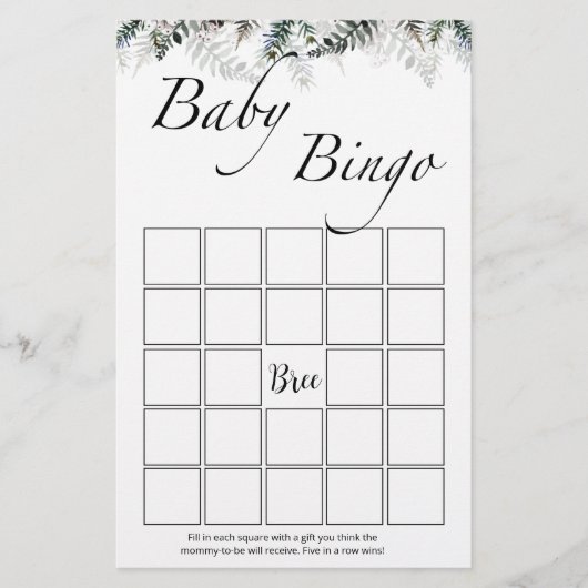 Papier Jeu de bingo à feuillage persistant (Devant)