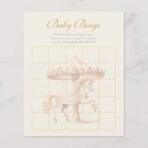 Papier Jeu de bingo aquarelle Cheval Carrousel Rose Vinta
