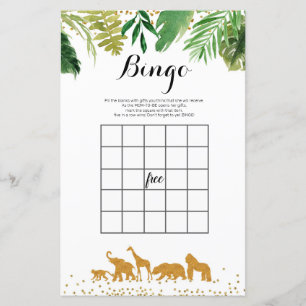 Papier Jeu de bingo aquarelle Safari