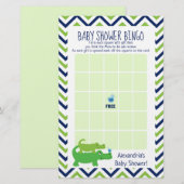 Papier Jeu de Bingo Baby Shower Alligator Chic (Devant / Derrière)