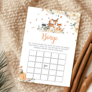 Papier Jeu de Bingo Baby Shower Animaux de la Forêt d'Aut