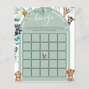 Papier Jeu de Bingo Baby Shower Animaux de Safari