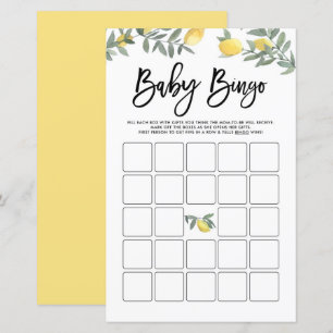 Papier Jeu de Bingo Baby Shower Aquarelle Boho Citrons
