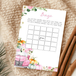 Papier Jeu de Bingo Baby Shower avec Camion Rose Citrouil