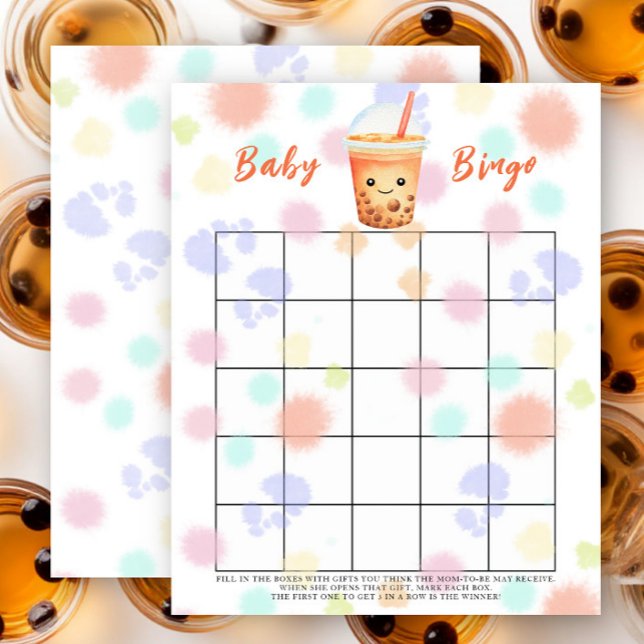 Papier Jeu de bingo Baby shower Bubble Tea (Créateur téléchargé)