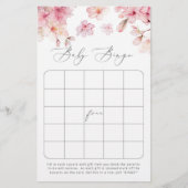 Papier Jeu de bingo baby shower cerise fleur (Devant)
