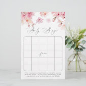 Papier Jeu de bingo baby shower cerise fleur (Debout devant)