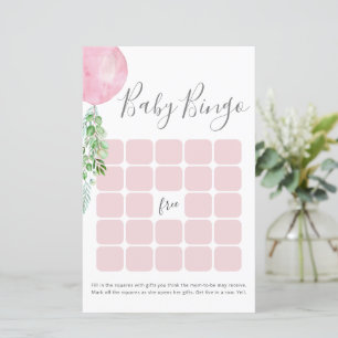 Papier Jeu de Bingo Baby shower de ballon rose