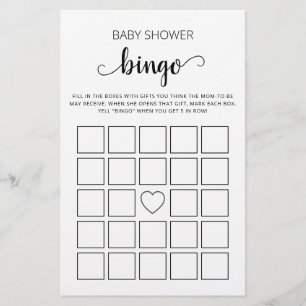 Papier Jeu de Bingo Baby Shower Fête Baby Shower