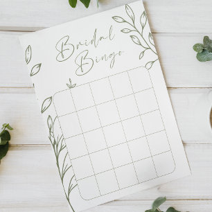 Papier Jeu de Bingo Baby Shower Fleurs Bohème Sage