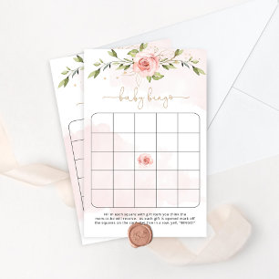 Papier Jeu de bingo baby shower floral rose gold