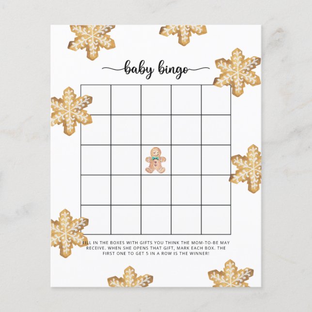 Papier Jeu de bingo Baby shower Gingerbread Baby (Devant)