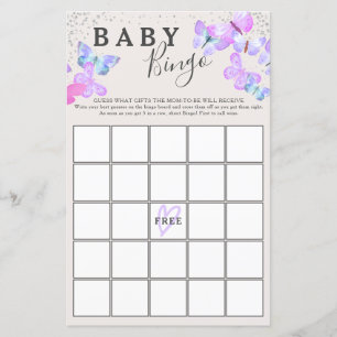 Papier Jeu de Bingo Baby Shower Papillon Cieux Papillon