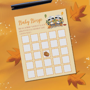 Papier Jeu de bingo Baby Shower Raton laveurs jumeaux