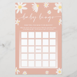 Papier Jeu de Bingo Baby shower rose