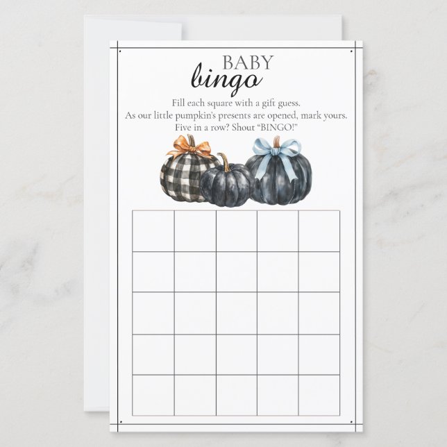 Papier Jeu de Bingo Bébé Citrouille d'Automne (Devant)